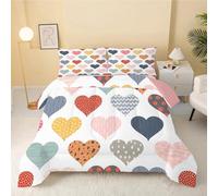 dyausi Love Heart Duvet, Coverless Duvet King Size Duvet 7.5 Tog, Lightweight Cartoon Graffiti Bedding Quilt 3 Piece, Machine Washable King Duvet 200x230 with Pillowcases, Colorful