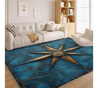 dyausi Medieval Style Rug 80x150cm - Machine Washable Compass Nautical Style Area Rugs for Living Room - Vintage Bedroom Decor - Lightweight Short Pile Carpet for Dining Playroom Nursery Room A162