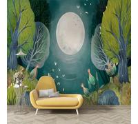 dyausi Moonlight Photo Wallpaper, Green Mural, Large Self-Adhesive Wallpaper, Decoration Poster Wall Stickers for Bedroom Living Room TV Wall Decor 350 * 256cm (W*H) N30