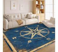 dyausi Nautical Style Rug 40x60cm - Compass Medieval Style Small Area Rugs for Bedroom Entrance Bathroom - Vintage Room Decor Non Slip Washable Door Mats - Soft Low Pile Indoor Front Floor Mats A160