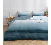 dyausi Navy Blue Emperor Duvet Cover Set Ombre Stylish Bedding Set 3pcs with Zipper Closure for Adult Men Women Reversible Microfiber Quilt Cover 290x235cm and 2 Pillowcases 50x75cm