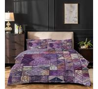 dyausi Purple Emperor Duvet Cover Set Patchwork Stylish Bedding Set 3pcs with Zipper Closure for Man Woman Reversible Microfiber Quilt Cover 290x235cm and 2 Pillowcases 50x75cm