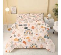 dyausi Rainbow Duvet, Coverless Duvet Double Duvet, 7.5 Tog All Season Kids Cartoon Comforter 3 Piece, Washable Quilt Double 200x200 with 2 Pillowcases 50x75, Colorful