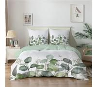 dyausi Sage Green Emperor Duvet Cover Set Leaves Floral Stylish Bedding Set 3pcs with Zipper Closure for Women Girls Reversible Microfiber Quilt Cover 290x235cm and 2 Pillowcases 50x75cm