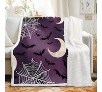 dyausi Sherpa Blanket, Halloween Throws for Sofas, Bat Moon Spider Web Decor Sofa Throw, Soft Warm Fluffy Throw Blankets for Bed, Couch, Sofa, Armchairs 150x200 cm - I-342