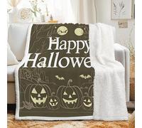 dyausi Sherpa Blanket, Halloween Throws for Sofas, Pumpkin Forest Full Moon Decor Sofa Throw, Soft Warm Fluffy Throw Blankets for Bed, Couch, Sofa, Armchairs 70x100 cm - I-322