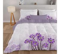 dyausi Single Duvet - Reversible Coverless Duvet 2 Piece - Summer Duvet with Flowers Pattern - Lightweight Hypoallergenic and Machine Washable Comforter - Single 135x200cm - Purple