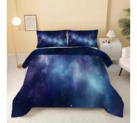 dyausi Starry Sky Duvet, Coverless Duvet Super King Size, Reversible Fantasy Milky Way Comforter for All Year Round, Washable Quilt 7.5 Tog, Lightweight Superking Duvet 220x260, Blue Purple