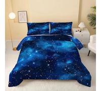 dyausi Starry Sky King Size Duvet, 7.5 Tog, Lightweight, 3 Piece Set, Machine Washable, Navy Blue