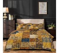 dyausi Yellow Emperor Duvet Cover Set Patchwork Stylish Bedding Set 3pcs with Zipper Closure for Man Woman Reversible Microfiber Quilt Cover 290x235cm and 2 Pillowcases 50x75cm