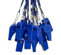 DYBADYSA 20 Pcs Blue Plastic Loud Whistle with Lanyard for Referee Coache Basketball Football Sport Soccer Hiking Outdoor Training Game Event Lifeguard Survival Emergency School Supplier Set