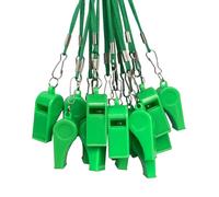 DYBADYSA 20 Pcs Green Plastic Loud Whistle with Lanyard for Referee Coache Basketball Football Sport Soccer Hiking Outdoor Training Game Event Lifeguard Survival Emergency School Supplier Set