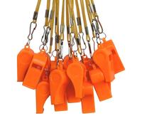 DYBADYSA 20 Pcs Orange Plastic Loud Whistle with Lanyard for Referee Coache Basketball Football Sport Soccer Hiking Outdoor Training Game Event Lifeguard Survival Emergency School Supplier Set