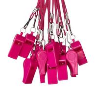 DYBADYSA 20 Pcs Pink Plastic Loud Whistle with Lanyard for Referee Coache Basketball Football Sport Soccer Hiking Outdoor Training Game Event Lifeguard Survival Emergency School Supplier Set