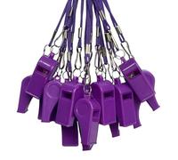 DYBADYSA 20 Pcs Purple Plastic Loud Whistle with Lanyard for Referee Coache Basketball Football Sport Soccer Hiking Outdoor Training Game Event Lifeguard Survival Emergency School Supplier Set