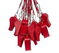 DYBADYSA 20 Pcs Red Plastic Loud Whistle with Lanyard for Referee Coache Basketball Football Sport Soccer Hiking Outdoor Training Game Event Lifeguard Survival Emergency School Supplier Set