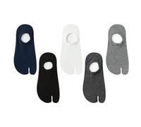 Dybag 5 Pairs of Men's Solid Color Flip Flop Invisible Socks, Summer Thin Breathable Cotton Ankle Tabi Split Socks, Multi, One Size