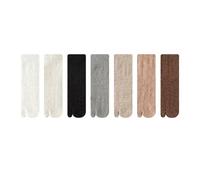 Dybag 7 Pairs of Women's Coral Fleece Mid-Tube Tabi Split Socks, Winter Solid Color Warm Comfortable Flip Flop Socks