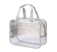 Dybag PVC Makeup Bag with Glitter Stars, Large Waterproof Toiletry Travel Bag with Handle, Multi-Color Cosmetic Organizer (E)
