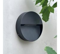 Dyberg Larsen LED outdoor wall lamp Pluto, black, Ø 15 cm