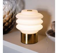Dyberg Larsen LED rechargeable table lamp Diva, white/brass-coloured