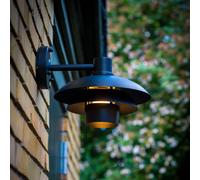 Dyberg Larsen Morph outdoor wall lamp, Ø 24 cm, black, metal