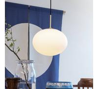 Dyberg Larsen Princess pendant light, opal/brass, Ø 28 cm