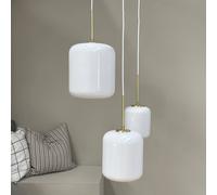 Dyberg Larsen Silvia hanging light, Ø 25 cm, opal/brass, glass