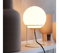 Dyberg Larsen table lamp Madrid, opal/brass-coloured, 34 cm