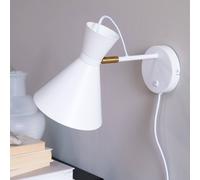 Dyberg Larsen wall lamp Cindy, white, metal, width 20.5 cm