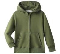 Dybker Boys Girls Hoodie Hooded Sweatshirts Solid Fleece Hoodies Classic Full Zipper Plush Cotton, Olive, 4 Years