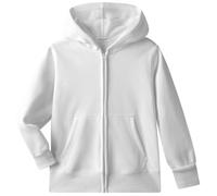 Dybker Boys Girls Hoodie Hooded Sweatshirts Solid Fleece Hoodies Classic Full Zipper Plush Cotton, White, 13-14 Years