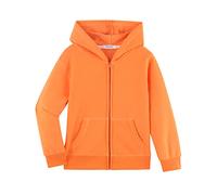 Dybker Boys Girls Hoodie Hooded Sweatshirts Solid Fleece Hoodies Classic Full Zipper Top Plush Cotton, Orange, 11-12 Years