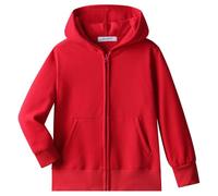 Dybker Boys Girls Hoodie Hooded Sweatshirts Solid Fleece Hoodies Classic Full Zipper Top Plush Cotton, Red, 5-6 Year