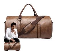 Dybnuhoc Travel Garment Duffle Bag - Convertible Suit Carrier Large Suit Bag | Leather 2 in 1 Garment Carrier with Shoes Compartment for Men, Women Vacation, Tea Brown, Refer to description, Unisex