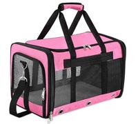 Dycietx Soft Sided Foldable Cat/Dog/Pet Carrier Bag, Portable Puppy/Pets Travel Carriers For Cats/Dogs With Shoulder Strap & Removable Mat, Durable Cat Basket of 25 lbs - Pink, L