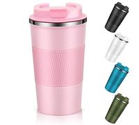 Dycietx Travel Mug with Leakproof Lid,Insulated Reusable Coffee for Hot&Cold Drinks/Tea,Portable Stainless Steel Thermal Takeaway Cup Car/Outdoor/Picnic/ Office/School (510ml Pink) (CM03RD)