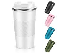 Dycietx Travel Mug with Leakproof Lid, Insulated Reusable Coffee for Hot&Cold Drinks/Tea, Portable Stainless Steel Thermal Takeaway Cup Car/Outdoor/Picnic/ Office/School (510ml White), CM03RD