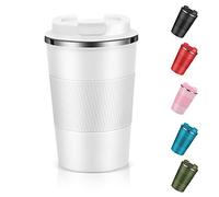 Dycietx Travel Mug with Leakproof Lid,Insulated Reusable Coffee Mug Hot&Cold Drinks/Tea,Portable Stainless Steel Thermal Takeaway Travel Coffee Cup Car/Outdoor/Picnic/Office/School (White) (CM03RD)