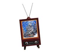 DYCJYUI New Christmas Decorations Small Retro TV Snow Music Lighting Venue Set Props Skiing Micro-landscape Music Snow Ambient Lighting Decoration