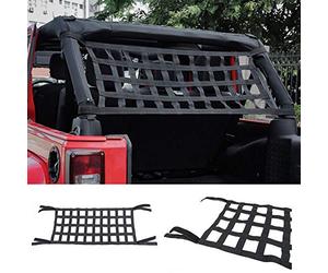 Dyda6 Mesh Cargo Net, Comfort Elastic Auto Roof Hammock Top Rest Bed Net Waterproof Cargo Cover for 07-18 Jeep Wrangler YJ TJ JK JKU JL JLU, Heavy Duty Oxford