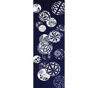 Dyed Anbo Tenugui "Ise Katagami Temari Dark Indigo" Hand-dyed 100% Cotton, Tokuoka, Made in Japan, 13.8 x 39.4 inches (35 x 100 cm)