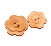 Dyed Floral Wooden Buttons, 10Pcs Double Plum Blossom for Coat Shirt Sweater for Crafts DIY Knitting Sewing(Light Brown 10PCS,20MM)