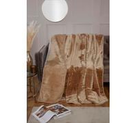 Dyed Mink Faux Fur Polyester Super Soft Cosy Plain Throw Rapport Home Beige 150cm × 200cm