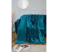 Dyed Mink Faux Fur Polyester Super Soft Cosy Plain Throw Rapport Home Teal 150cm × 200cm