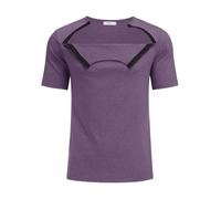 Dyeek Chemo for Shirt Port Access Chemotherapy Must Haves Tear Away Side Snap Short Sleeve Post Shoulder Surgery Shirts, Bright Purple, Large