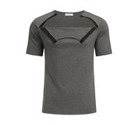 Dyeek Chemo for Shirt Port Access Chemotherapy Must Haves Tear Away Side Snap Short Sleeve Post Shoulder Surgery Shirts, Dark Gray, Medium