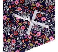 Dyefor Floral Skeleton Wrapping Paper Gift Wrap - Day of the Dead Halloween Party Birthday Gift Wrap - Recyclable Eco Friendly Gothic Themed Present Wrap - Large Roll (50cm x 3.6m)
