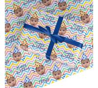 Dyefor Happy Birthday Personalised Face Wrapping Paper Gift Wrap Large Roll (50cm x 3.6m)