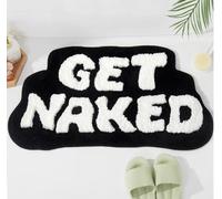DyeFury Irregular Shaped Get Naked Bath Mat - Funny, Cute Non-Slip Black and White Rug, 31" x 18"